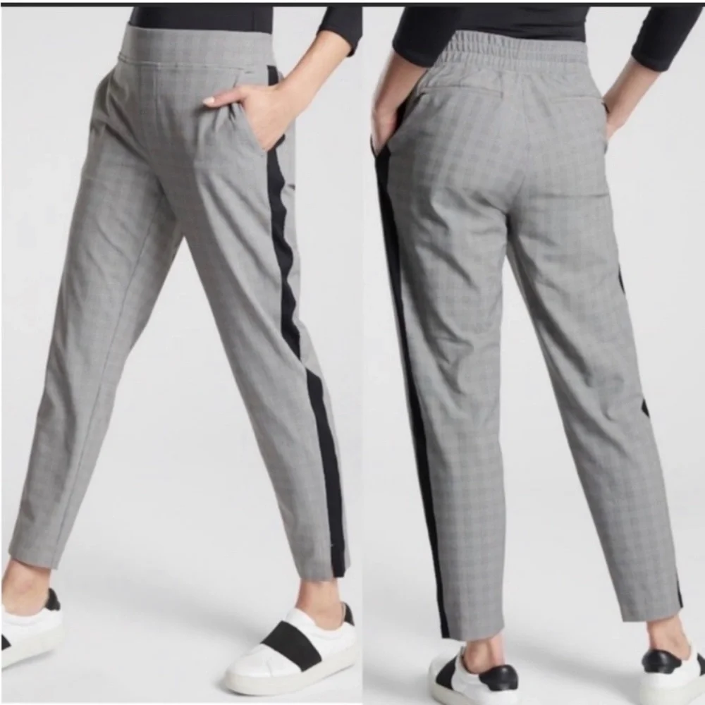Athleta Brooklyn Plaid Ankle Pant size 4 tall athleisure athletic